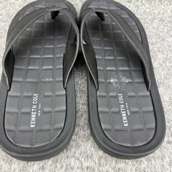 ✅Kenneth Cole New York Mens 13M Black Textured Flip Flops Thong Sandals Beach - Picture 4 of 11